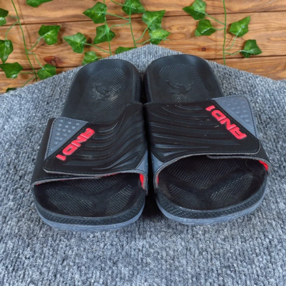 AND1 Swish 2.0 Mens Slide Sandals Size 7 Athletic Casual Black‎ Red Grey